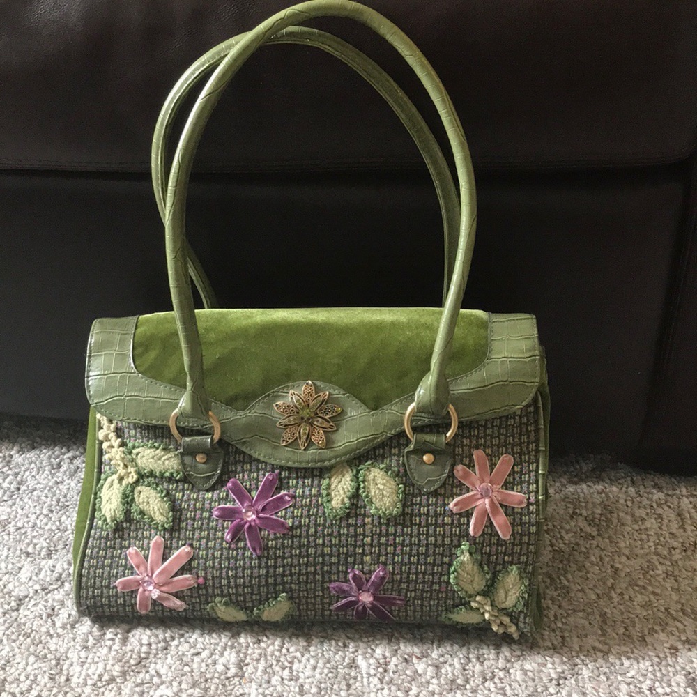 Tweed & velvet purse